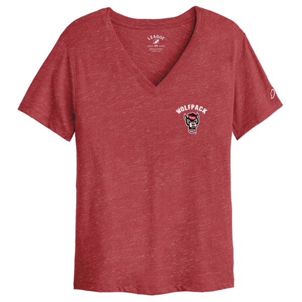 Heather Red Ladies Vneck Tee - Left